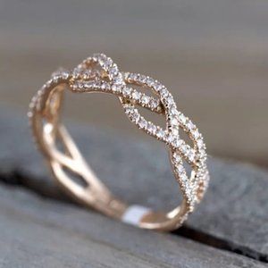 New Rose Gold plated Pave Zircon Ring